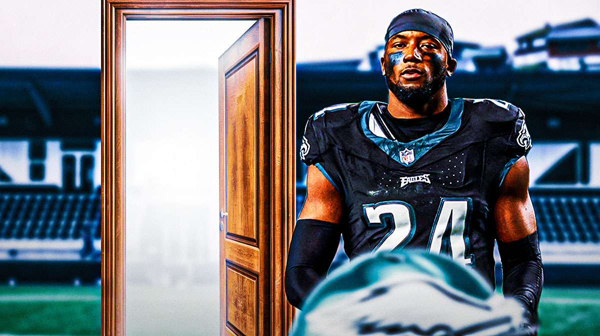 Photo: James Bradberry in Eagles jersey, open door behind him