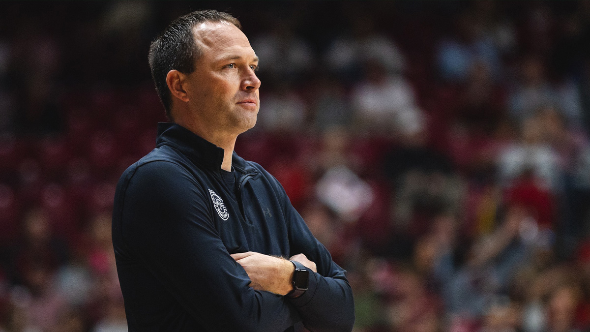 South Dakota State Jackrabbits head coach Eric Henderson during the first half at Coleman Coliseum.