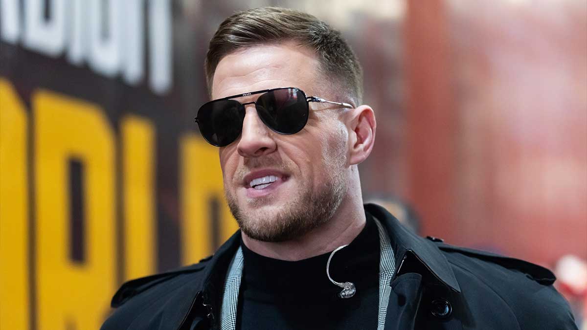 Former player J.J. Watt in attendance of the Kansas City Chiefs game against the Buffalo Bills in the AFC Championship game at GEHA Field at Arrowhead Stadium.