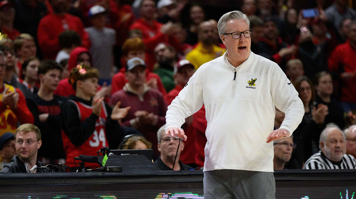 Iowa Hawkeyes head coach Fran McCaffrey looks on during the second half against the Maryland Terrapins at Xfinity Center.
