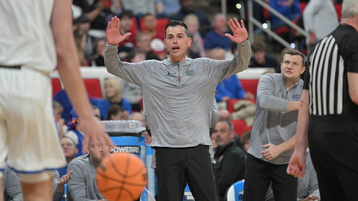 Florida Gators head coach Todd Golden reacts during the second half against the Norfolk State Spartans at Lenovo Center.