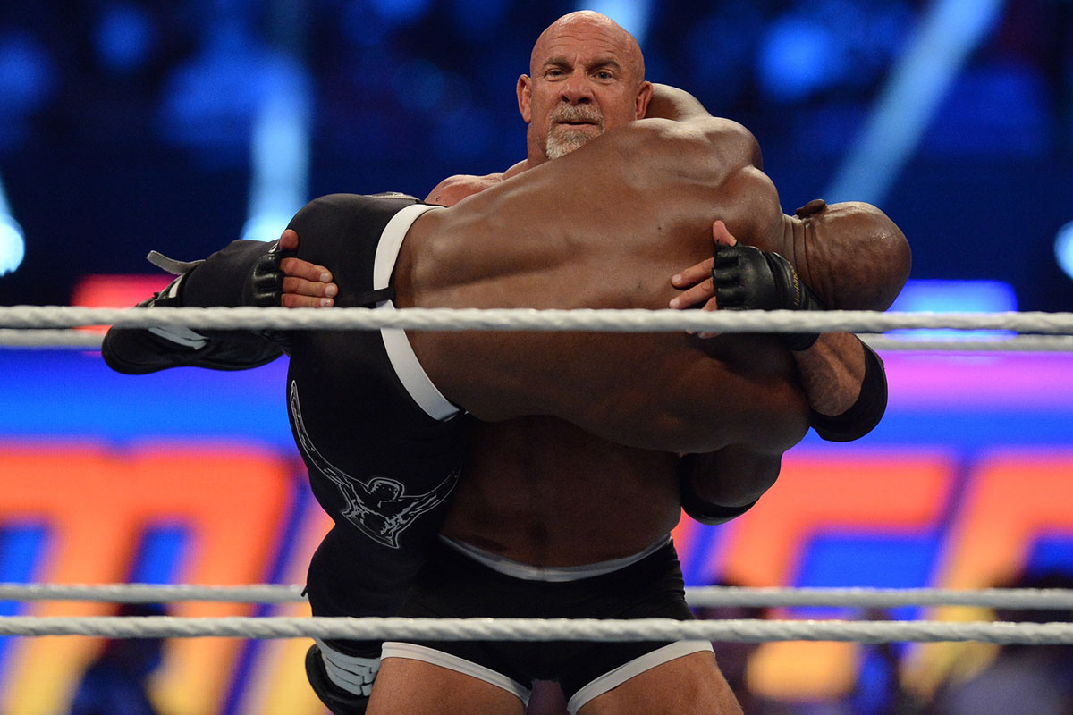 Goldberg wrestling Bobby Lashley at SummerSlam.
