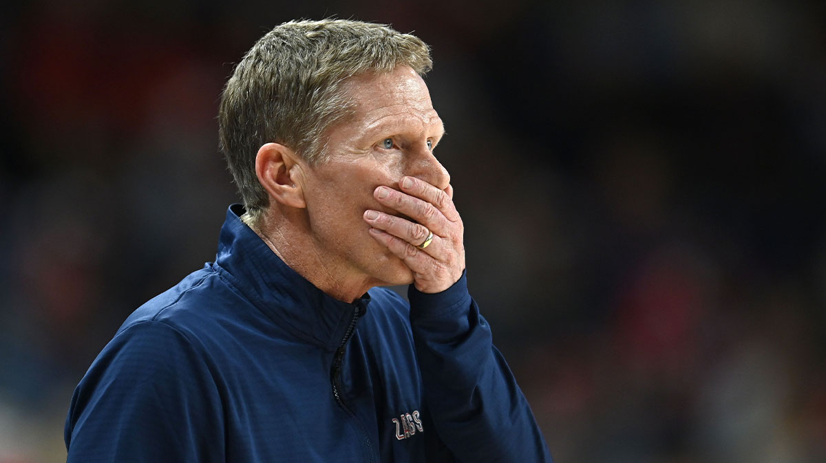 Gonzaga Bulldogs head coach Mark Few looks on during a game against the St. Mary's Gaels in the first half at McCarthey Athletic Center.