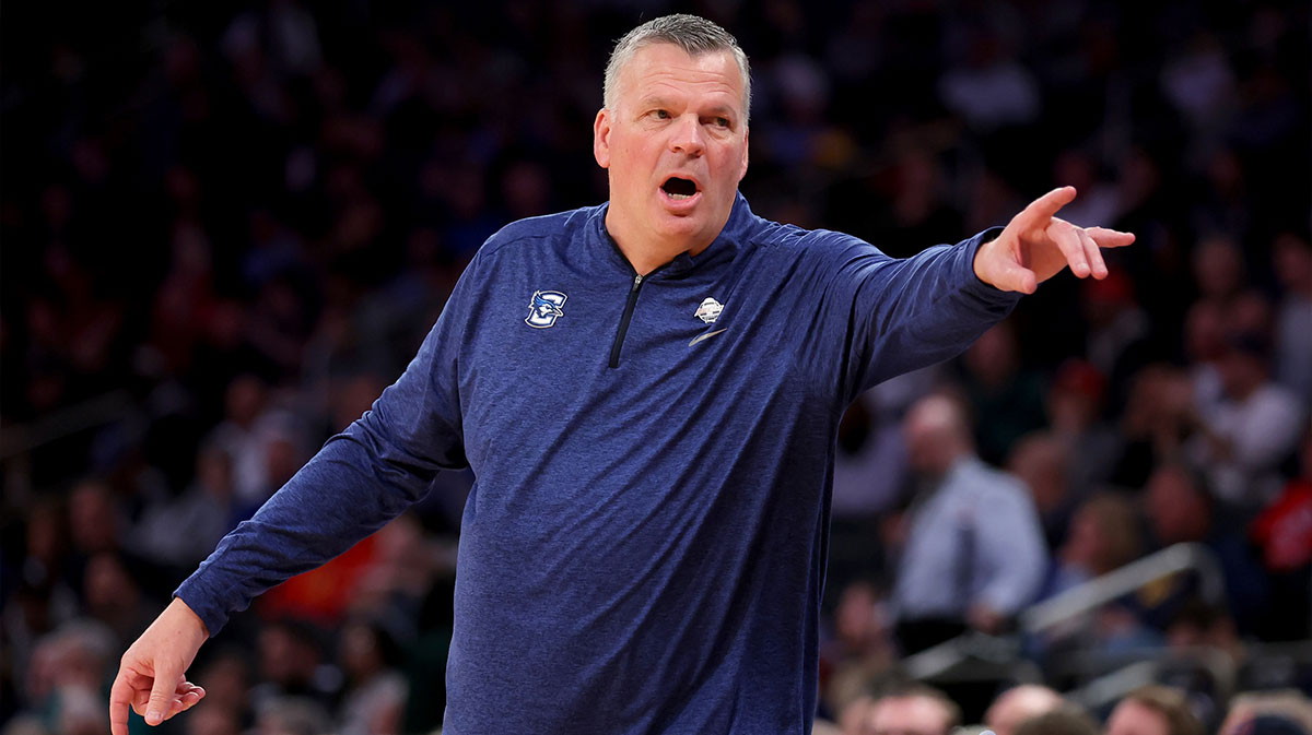 Creighton Bluejays head coach Greg McDermott coaches against the Connecticut Huskies during the first half at Madison Square Garden.