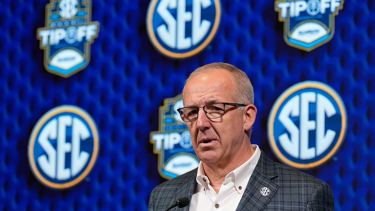 Southeastern Conference commissioner Greg Sankey speaks during SEC Media Day at the Grand Bohemian Hotel in Mountain Brook