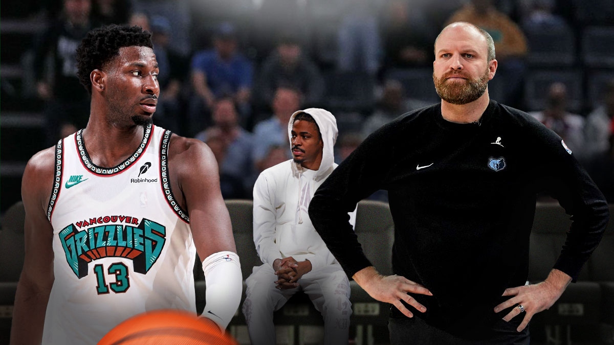 Taylor Jenkins, Jaren Jackson Jr. looking at Ja Morant