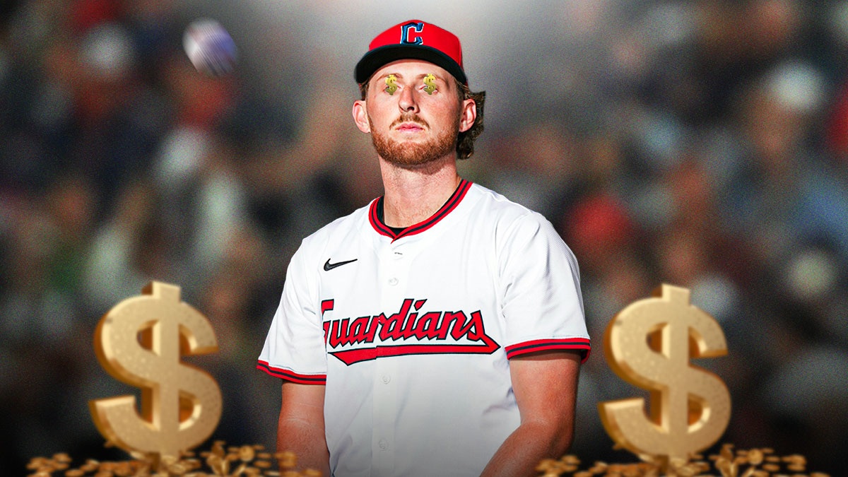 Tanner Bibee (Guardians) with dollar signs on his eyes