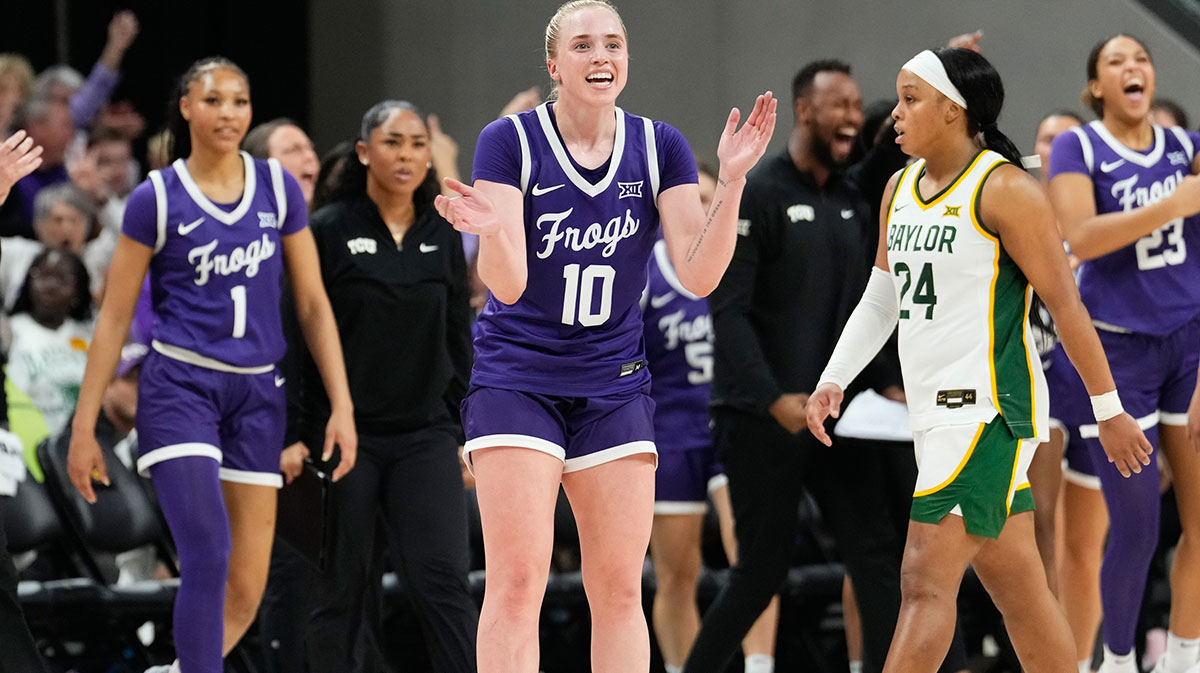 Hailey Van Lith reacts after a play against Baylor