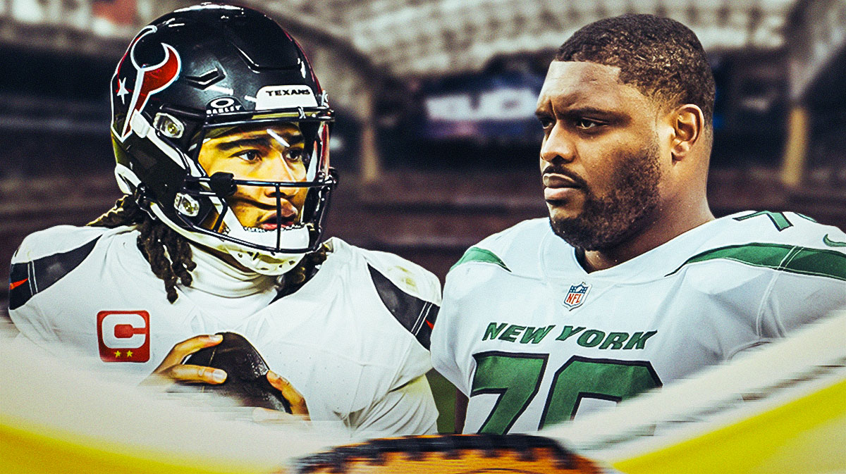 Texans QB Cj Stroud looking at Laken Tomlinson.
