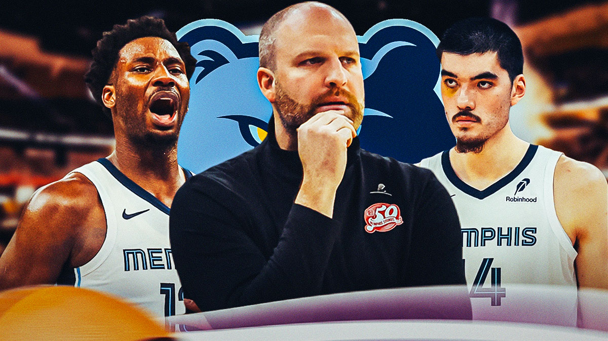 Jaren Jackson Jr., Taylor Jenkins, Zach Edey, Grizzlies logo