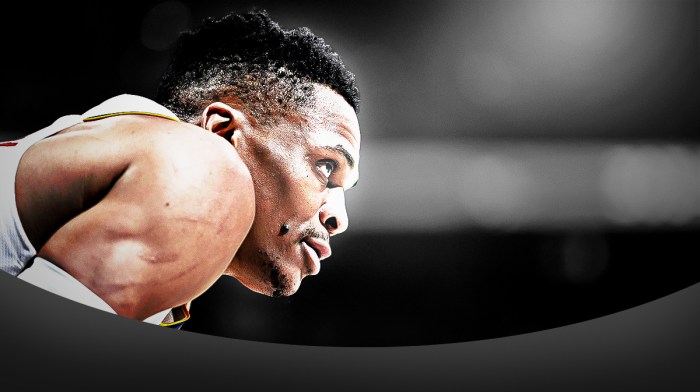 Russell Westbrook (Nuggets) with laser eyes.
