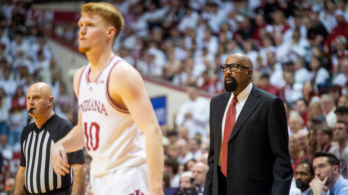 Indiana Head Coach Mike Woodson during the Indiana versus Ohio State men's basketball game at Simon Skjodt Assembly Hall on Saturday, March 8, 2025.