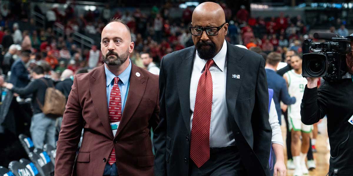 Indiana Hoosiers head coach Mike Woodson walks off the court Thursday, March 13, 2025, after the team’s 72-59 loss to the Oregon Ducks during the 2025 TIAA Big Ten Men’s Basketball Tournament at Gainbridge Fieldhouse in Indianapolis.