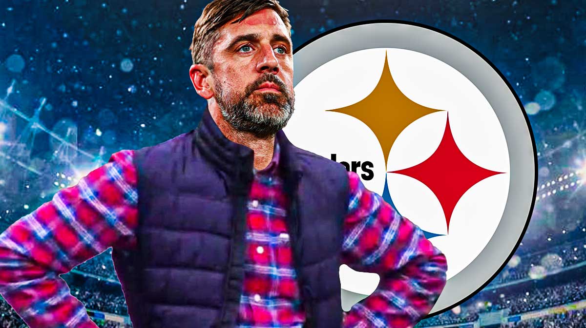 Aaron Rodgers as the annoyed cricket fan meme with a Steelers logo in the background