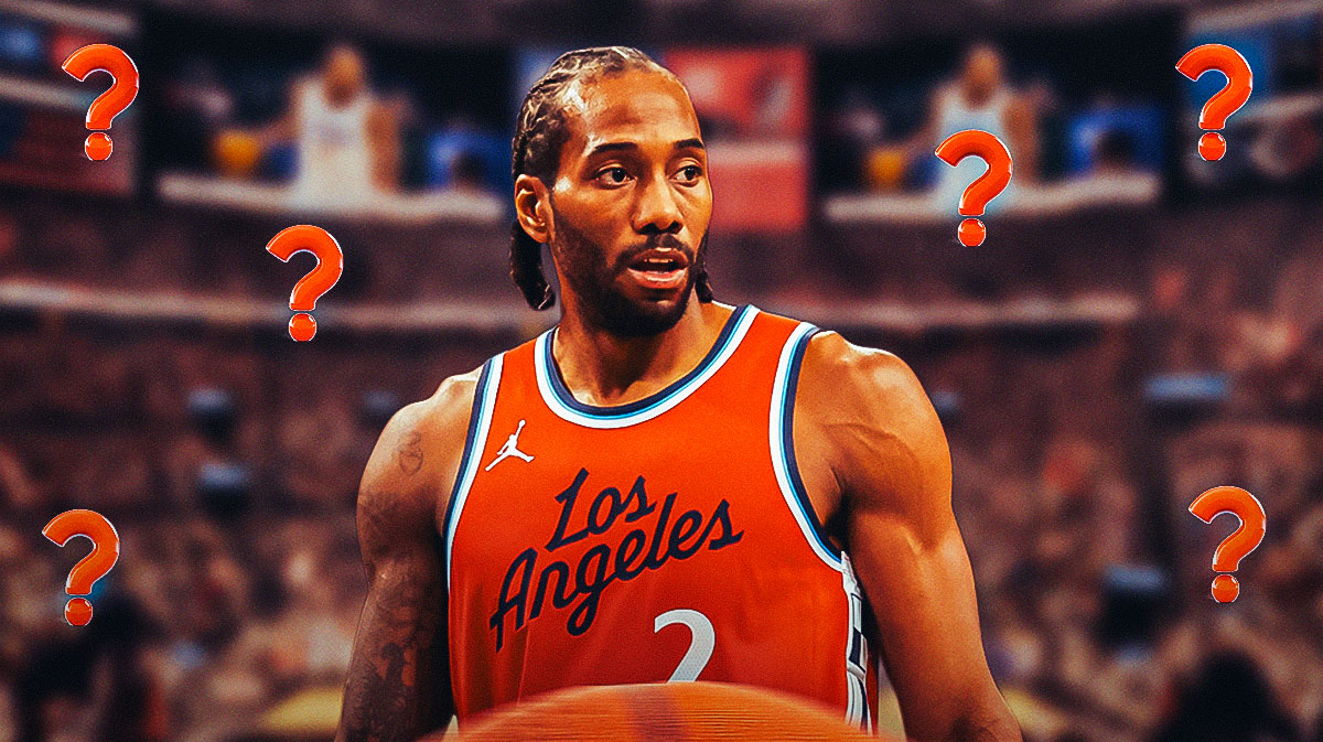 Kawhi Leonard with question marks around the picture.