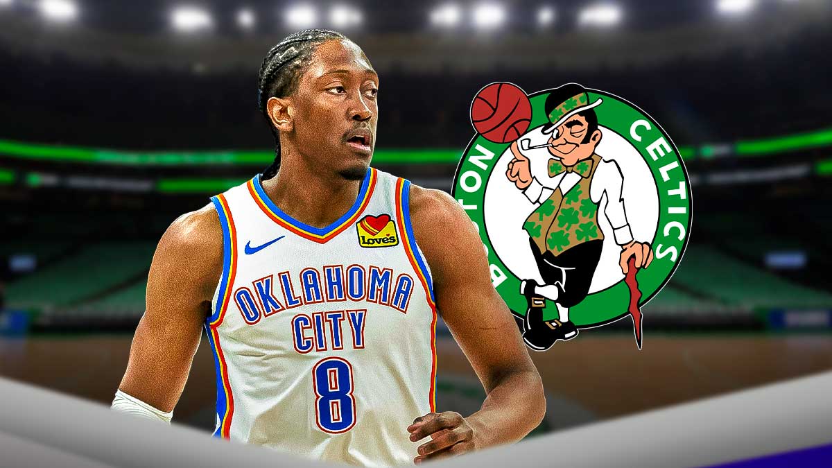 Thunder star Jalen Williams, Celtics, TD Garden in back