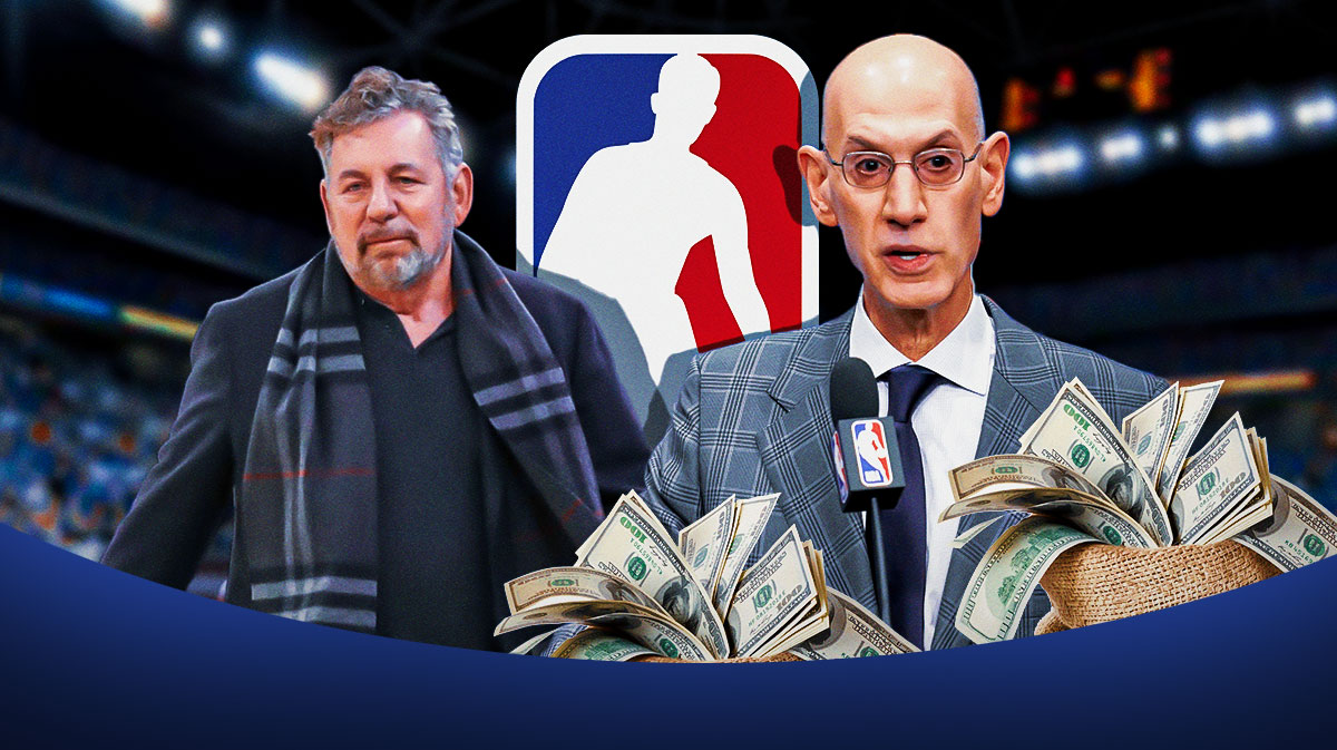 Knicks' owner James Dolan next to NBA commissioner Adam Silver with money