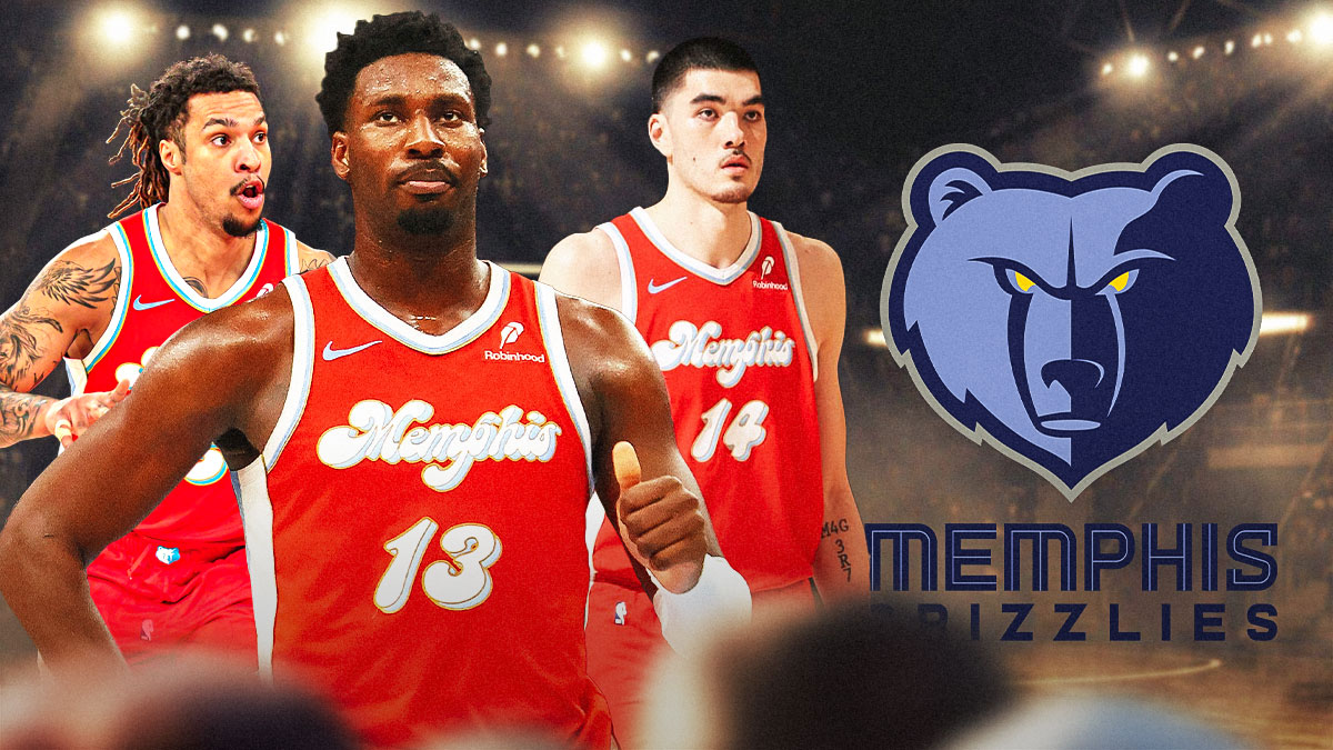 Jaren Jackson Jr., Brandon Clarke, Zach Edey, Grizzlies logo
