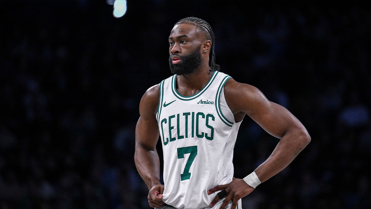 Boston Celtics guard Jaylen Brown (7) during a game against the Brooklyn Nets at Barclays Center.