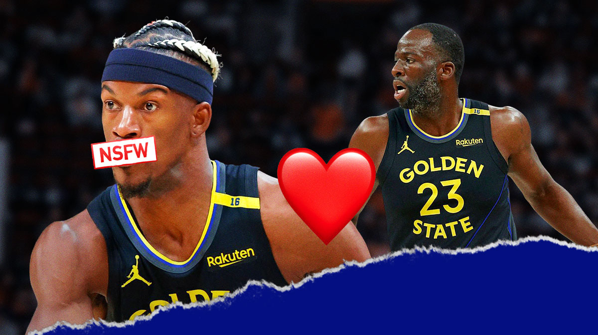 Warriors' Jimmy Butler with "NSFW" lips and heart next to Draymond Green