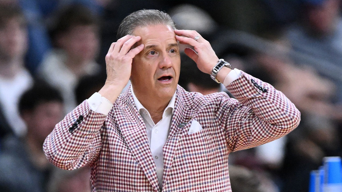Arkansas Razorbacks head coach John Calipari during the first half of a second round men’s NCAA Tournament game against the St. John's Red Storm at Amica Mutual Pavilion.