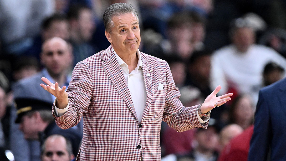 Arkansas Razorbacks head coach John Calipari during the first half of a second round men’s NCAA Tournament game against the St. John's Red Storm at Amica Mutual Pavilion.