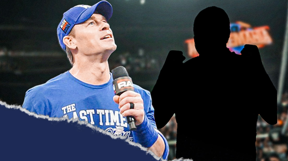 2025 John Cena next to the blacked-out silhouette of Bully Ray in front of the WrestleMania 41 logo.