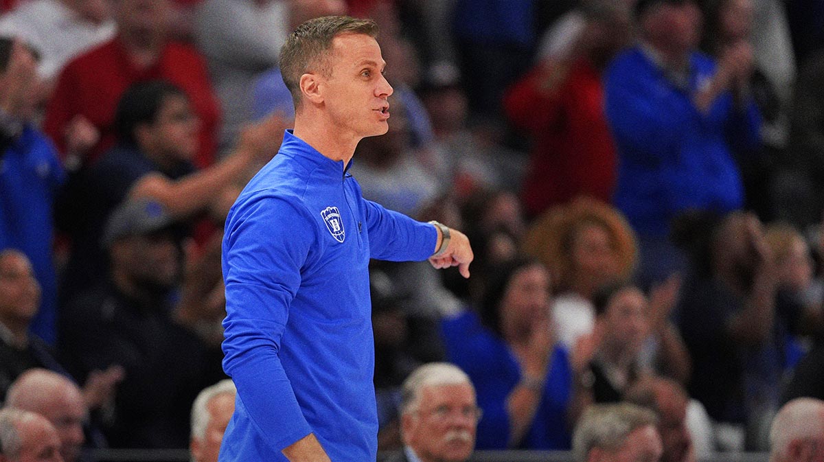 Duke Blue Devils head coach Jon Scheyer in the second half of the 2025 ACC Conference Championship game against the Louisville Cardinals at Spectrum Center