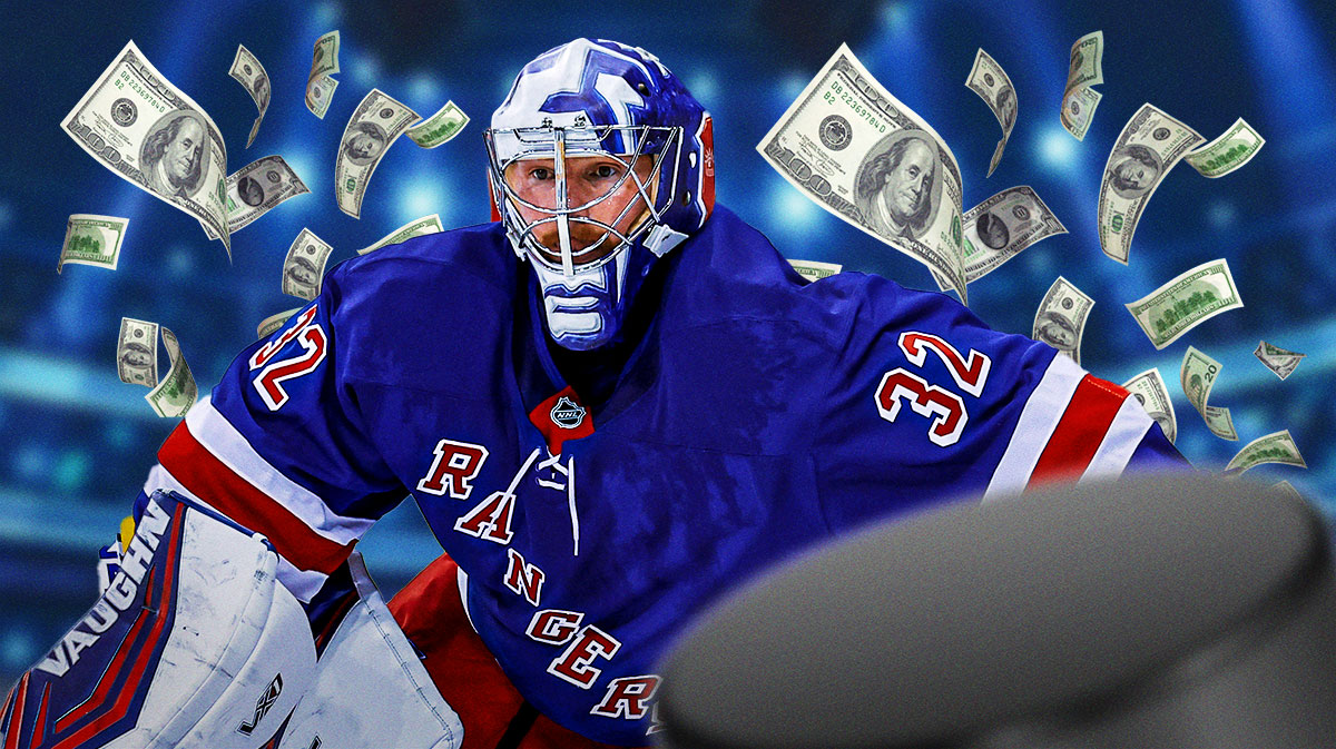 Jonathan Quick with money falling around him