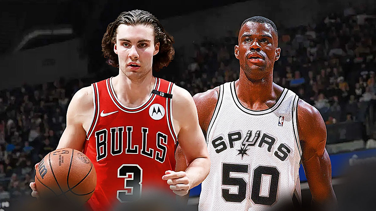 Chicago Bulls player Josh Giddey and former San Antonio Spurs player David Robinson