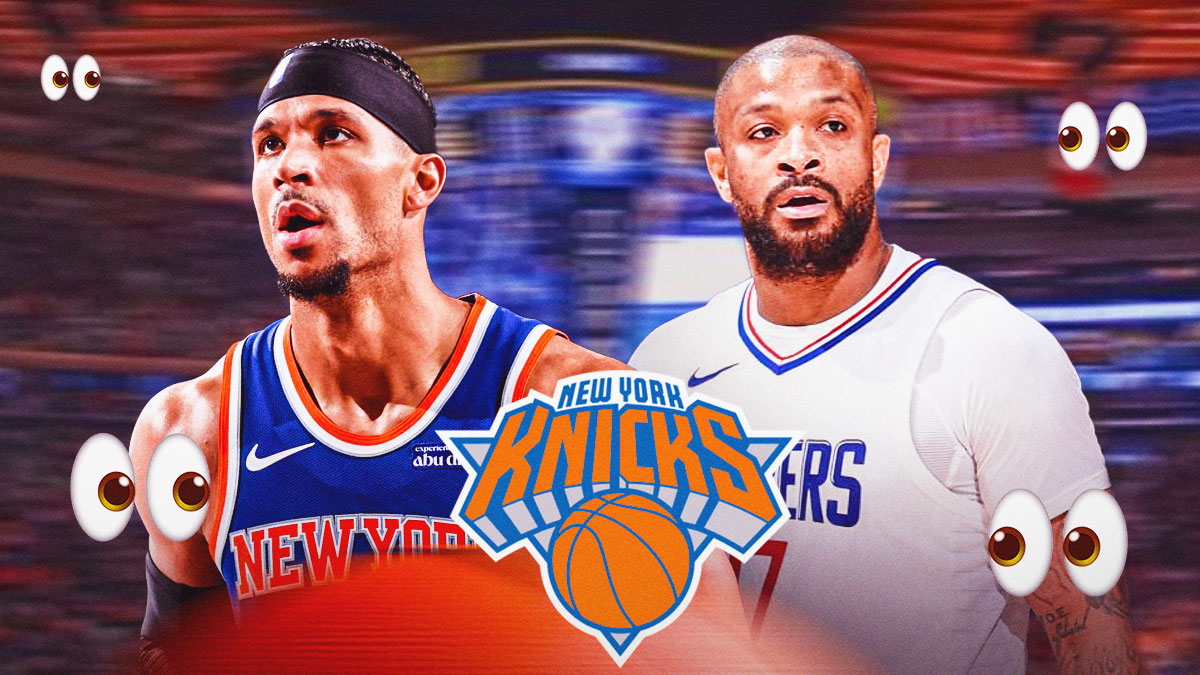 Josh Hart and PJ Tucker, NY Knicks logo, eyes symbols