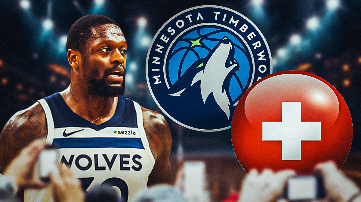 Julius Randle, Timberwolves and 76ers logos, injury symbols
