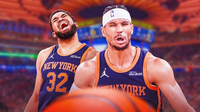 Knicks' Karl-Anthony Towns and Josh Hart hyped up