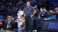 Houston Cougars head coach Kelvin Sampson watches the game against the Gonzaga Bulldogs during the first half at Intrust Bank Arena.