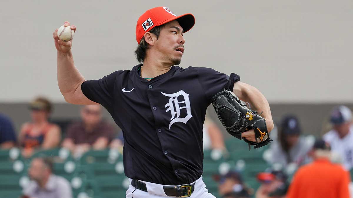 Detroit Tigers pitcher Kenta Maeda (18) pitches during the second inning against the Boston Red Sox at Publix Field at Joker Marchant Stadium.