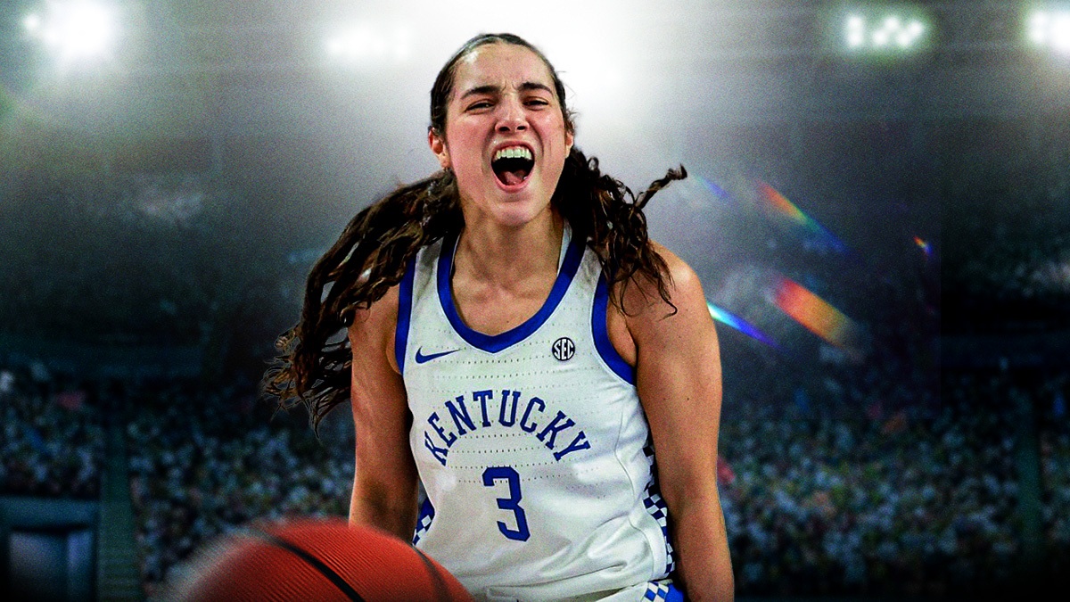 Kentucy's Georgia Amoore in celebration after she ties Kentucky tournament scoring record