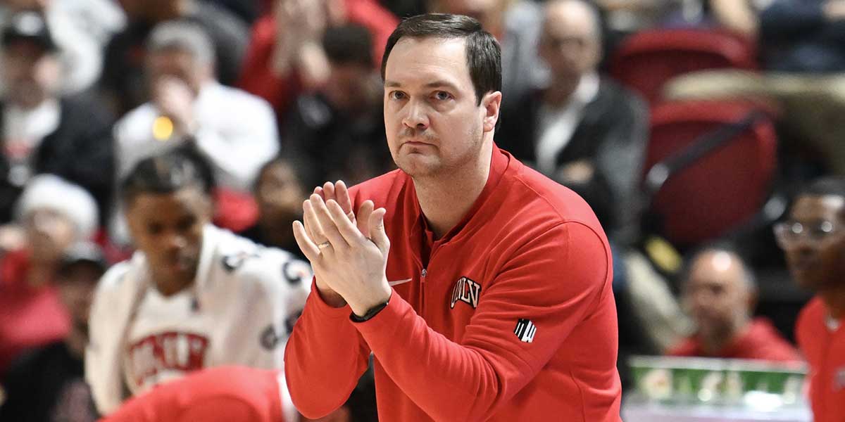 UNLV Rebels head coach Kevin Kruger reacts to a play in the first half against the San Diego State Aztecs at Thomas & Mack Center