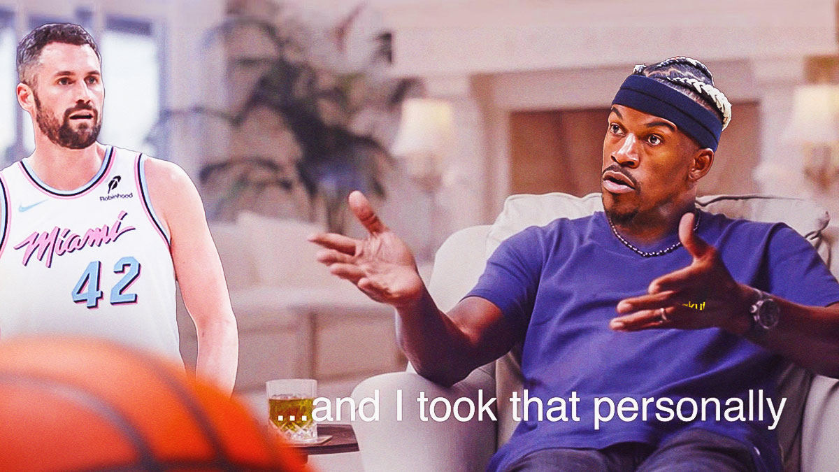 Warriors' Jimmy Butler as Michael Jordan in the i took that personally meme, with Heat's Kevin Love on the side