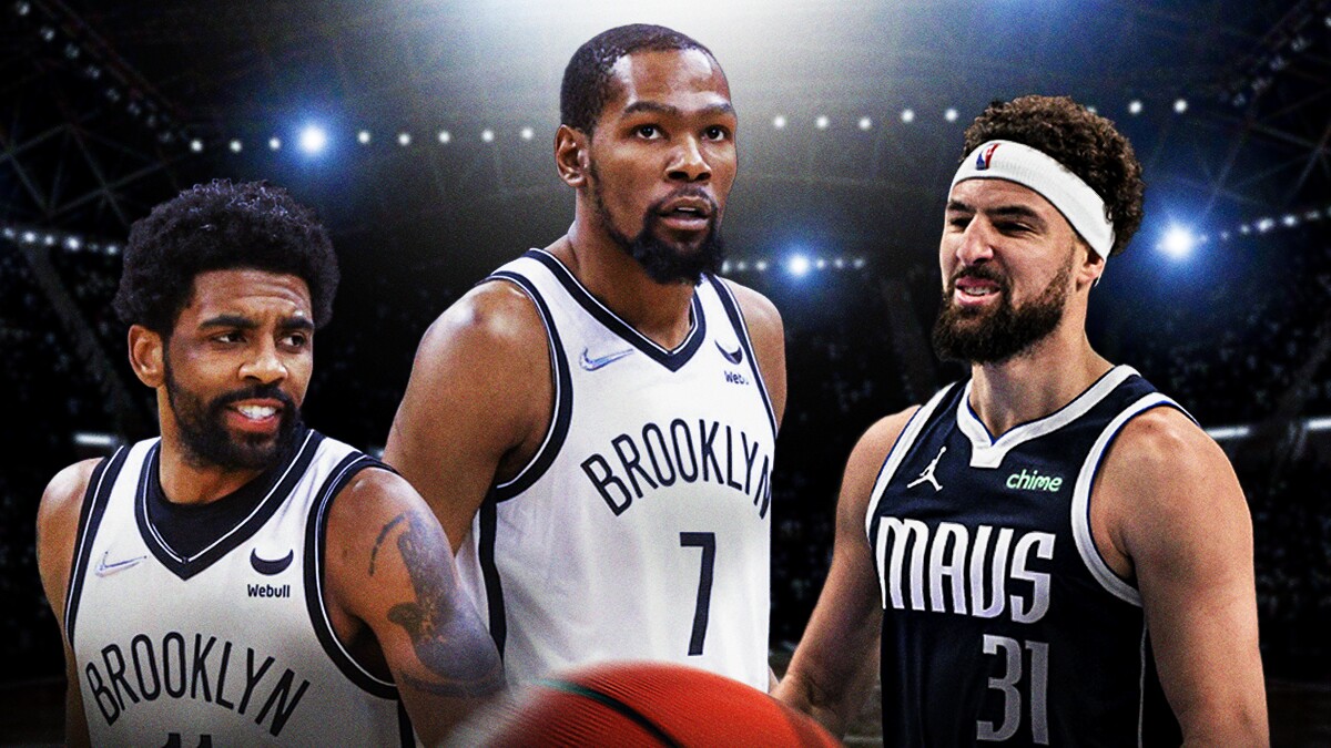 Kyrie Irving, Kevin Durant, and Klay Thompson.