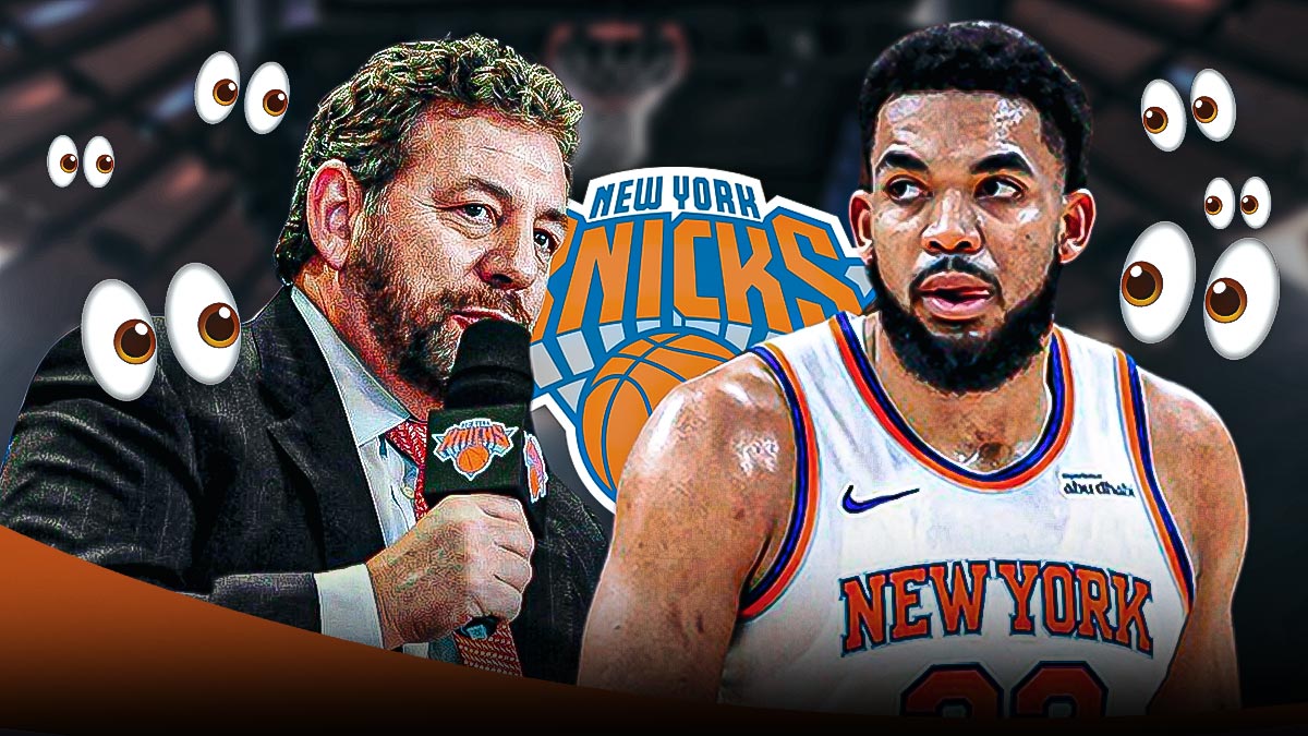 James Dolan, Karl-Anthony Towns, NY Knicks logo, eyes symbols
