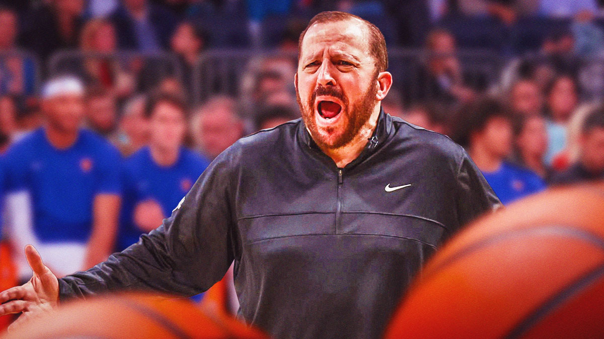 Need cover image of coach Thibodeau appearing angry with a shot of the Knicks bench appearing disinterested or distracted