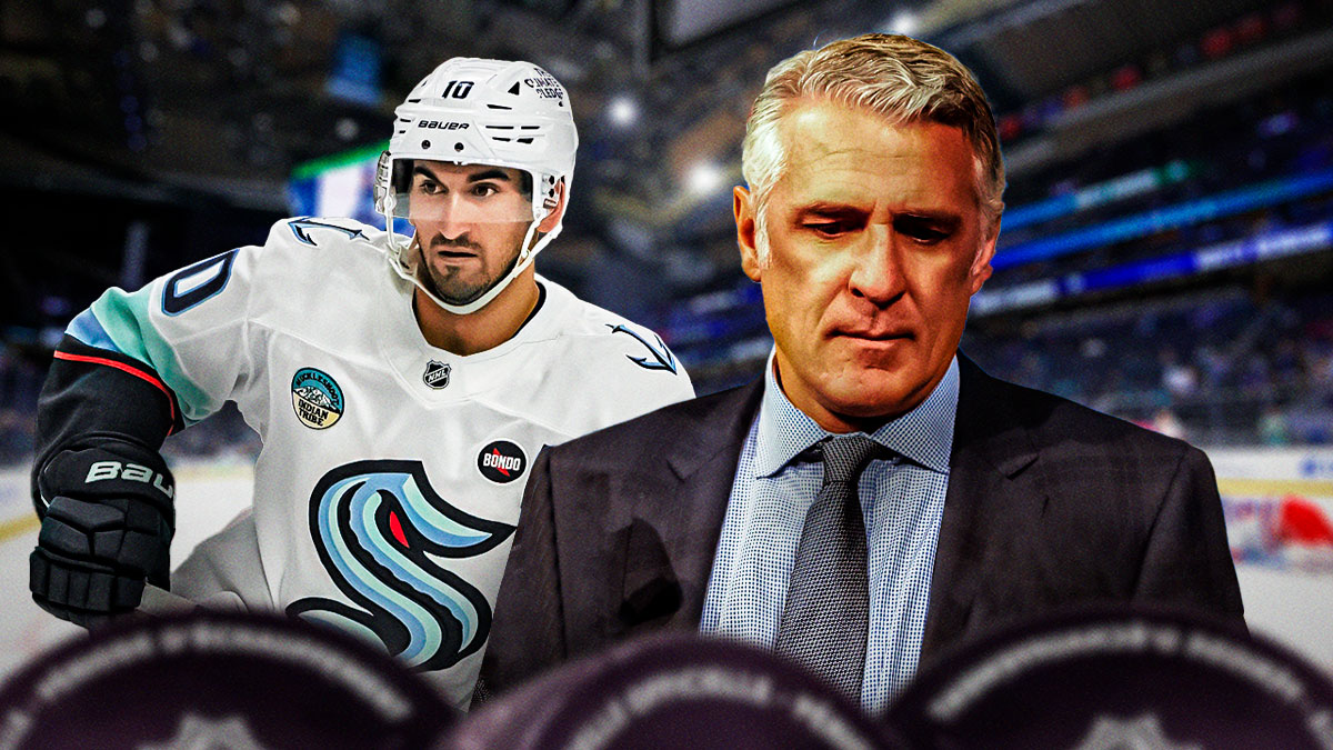 Matty Beniers and Ron Francis as Kraken GM