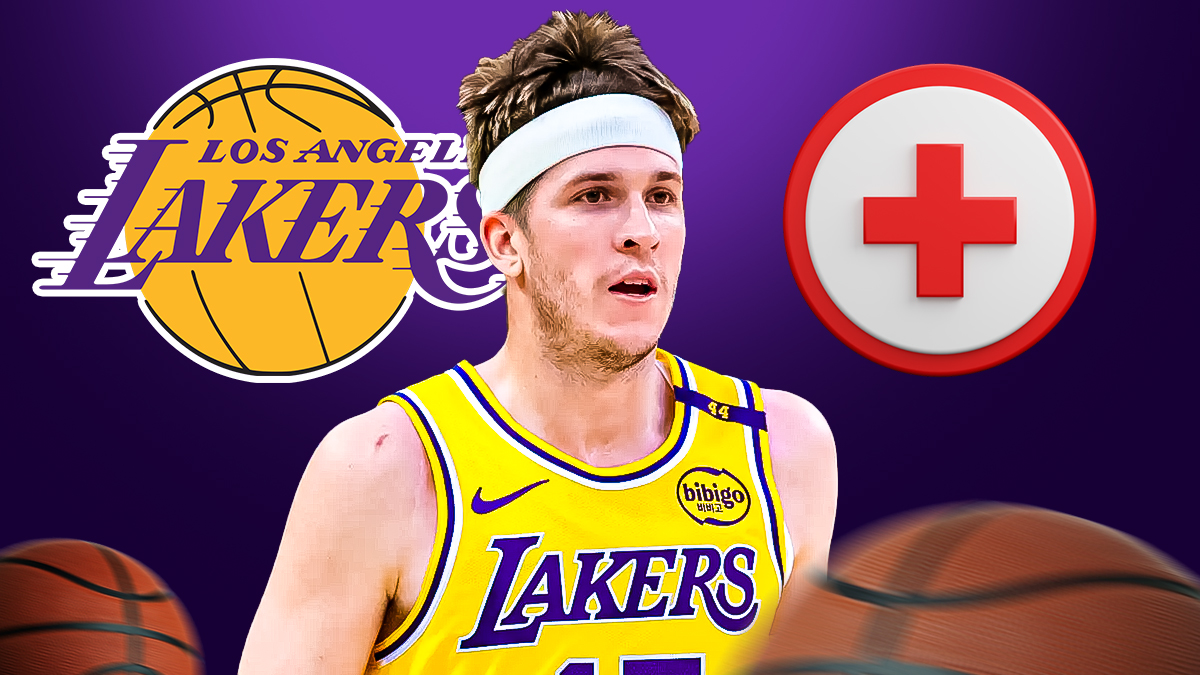 Austin Reaves, LA Lakers logo, injury symbols