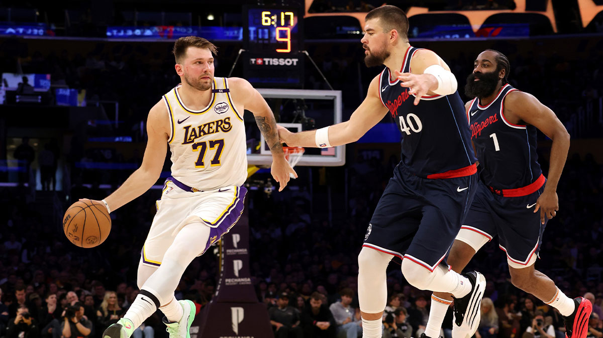 Lakers' Luka Doncic Dribbles vs. Ivica Zubac, James Harden