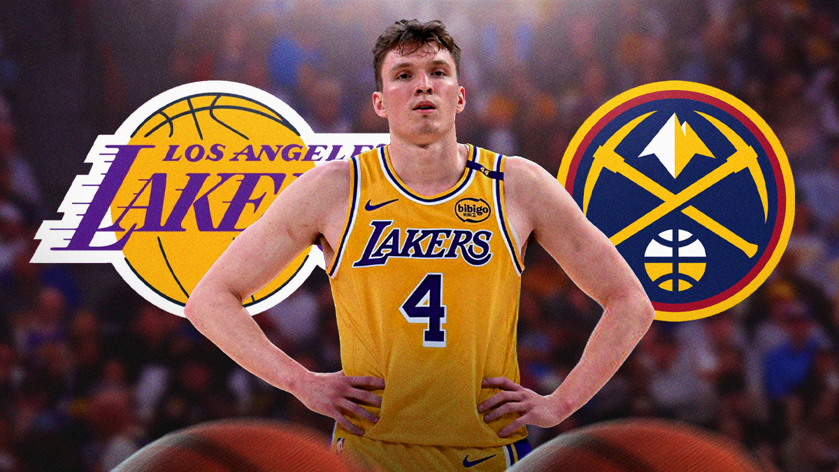 Dalton Knecht, LA Lakers and Denver Nuggets logos