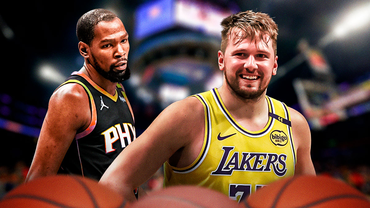 Luka Doncic smiling, and Kevin Durant.