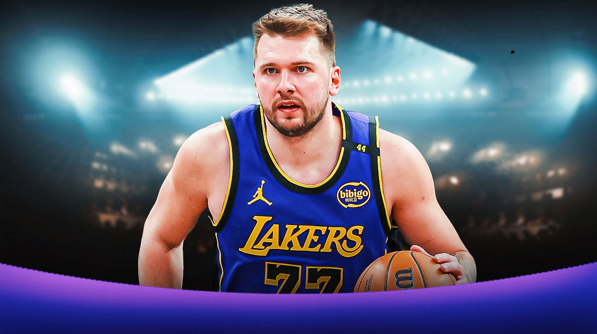 Luka Doncic in a Lakers jersey.