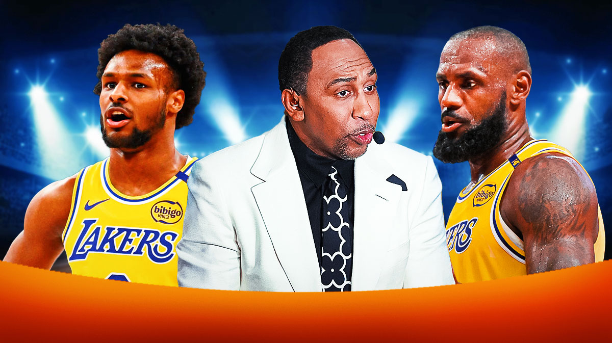 Stephen A. Smith, Bronny James, and LeBron James.