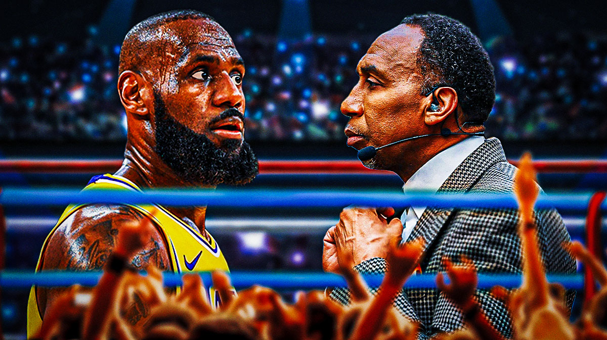 LeBron James and Stephen A. Smith in a boxing ring.