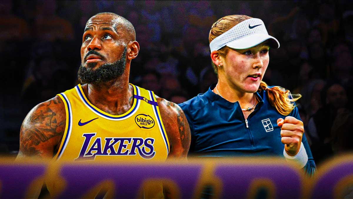 NBA player LeBron James side by side with female tennis player Mirra Andreeva